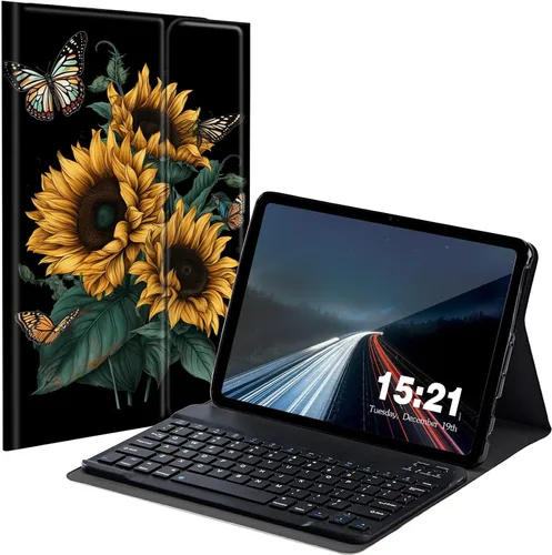 Vista 19 de Funda de teclado para Samsung Galaxy Tab S6 Lite 2022/2020, Galaxy Tab S6 Lite SM-P610/P613/P615/P619 con teclado Bluetooth inalámbrico desmontable