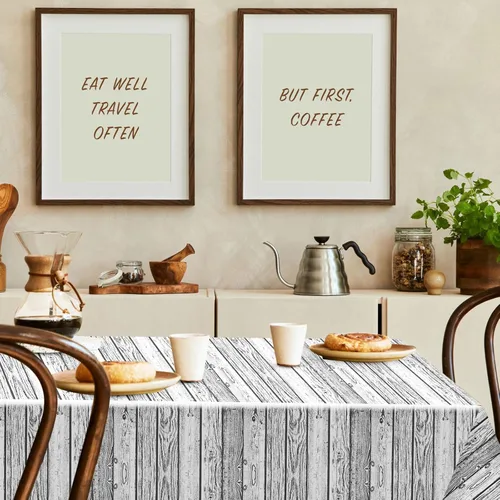 Vista 4 de Irenare 3 manteles de madera de grano de madera, manteles de madera blanca rústica, rectangular, decoración de mesa para barbacoa, otoño, fiesta