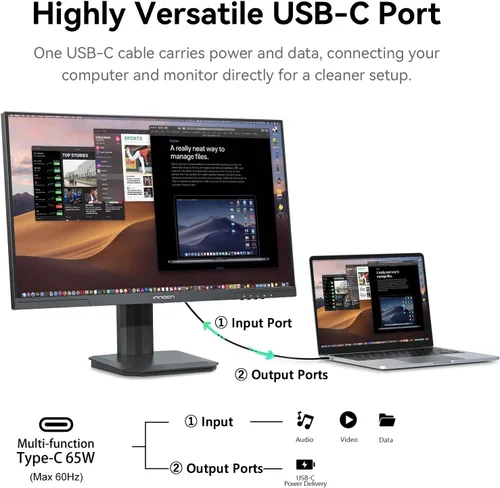 Vista 5 de INNOCN Monitor USB-C diario 4K de 27" para computadora portátil
