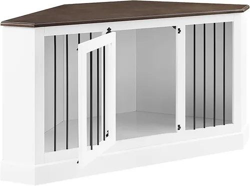 Vista 8 de Crosley Furniture Winslow - Jaula esquinera para perros, para mascotas, color blanco