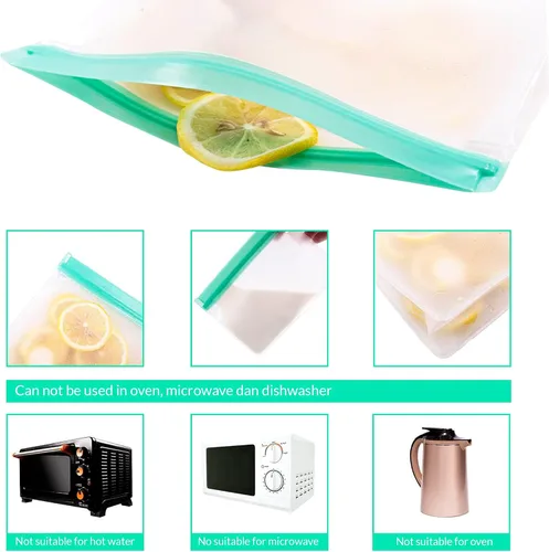 Vista 6 de Paquete de 22 bolsas de almacenamiento reutilizables, sin BPA