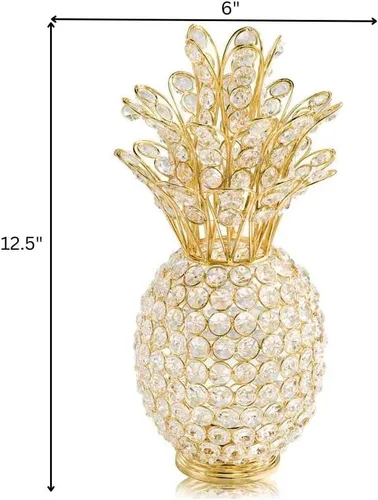 Vista 7 de Modern Day Accents - Portavelas de piña de cristal de piña - Escultura decorativa de cristal y metal hecha a mano en acabado plateado niquelado