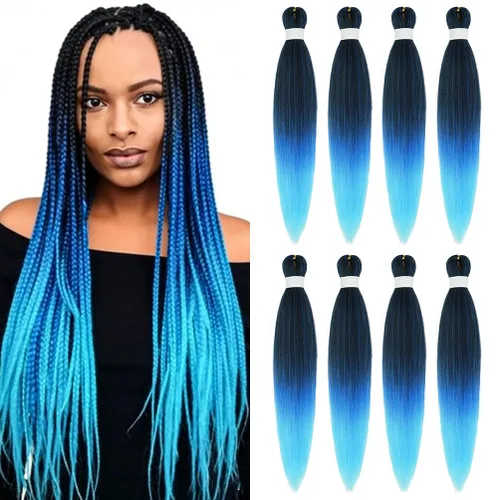 Vista 64 de 8 paquetes de extensiones preestiradas - 16 pulgadas de cabello trenzado premium, 55G/paquete, sin picazón, fijación en agua caliente, textura Perm