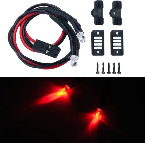 Vista 2 de RC-Hub Juego de luces traseras LED para 1/24 Axial SCX24 AXI00001 RC Crawler Car, rojo