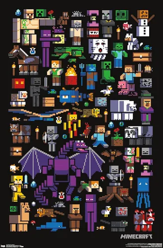 Vista 12 de Trends International Minecraft - Póster de pared de Mobbery, 14.725 x 22.375 pulgadas, versión con marco de madera tipo granero