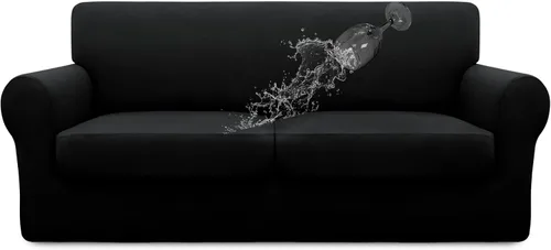 Vista 60 de Easy-Going Funda de sofá 100% impermeable doble de 3 piezas, elástica, suave, para perros, para sofá de 2 cojines separados, protector de muebles a