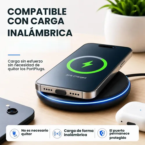 Vista 6 de Tapones antipolvo USB C, paquete de 10 con cepillo de limpieza, cubiertas Negro