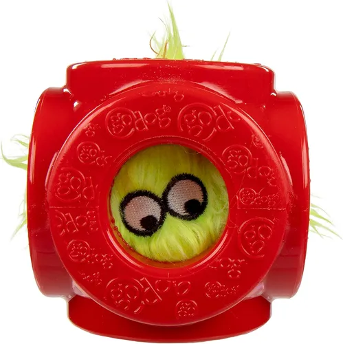 Vista 6 de goDog Holiday Collection - Juguete para perro 2 en 1 con pelota, chirriante Furballz, rojo, pequeño Juguete de pelota de jaula 2 en 1