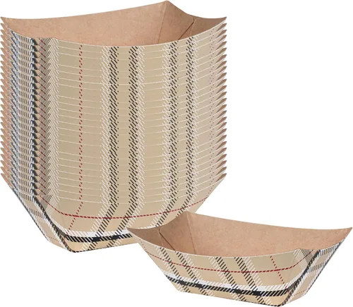 Vista 12 de Restaurantware Bio Tek 2 onzas Botes de comida desechables de 400 bandejas de papel para alimentos - Botes de papel a prueba de grasa con diseño