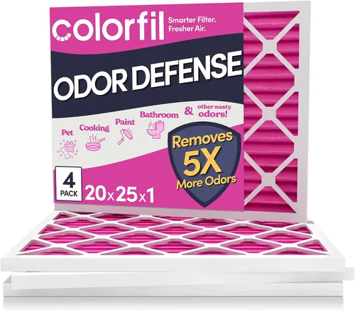 Vista 40 de Colorfil - Filtro de aire de 12 x 12 x 1 pulgadas, filtros que cambian de color para olores de gatos y perros, filtro de aire acondicionado MERV 8