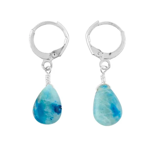 Vista 38 de Aretes de aro de cristal afganita natural Piedras afganas de alto grado Aretes chapados en plata Gota lisa Joyas de piedras preciosas hechas