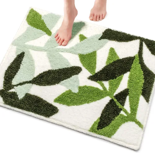 Vista 9 de Alfombra de baño verde pequeña alfombra de baño de hojas tropicales