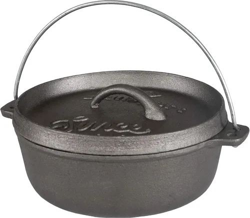 Vista 9 de Stansport - Horno holandés de hierro fundido presazonado de 1 cuarto con fondo plano (16016) Pre-seasoned cast iron with a flat bottom for stovetop