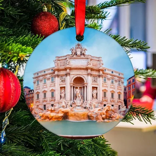 Vista 17 de Adorno de Navidad 2023 Florencia Italia Adorno de Navidad de cerámica Catedral Casas Santa María del árbol de Navidad, adorno colgante de regalo
