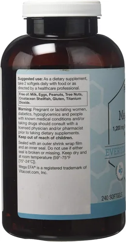Vista 2 de Vitacost Synergy Mega EFA® Mini Geles - 1200 mg por porción Omega 3 EPA y DHA Natural Strawberry - 240 cápsulas blandas