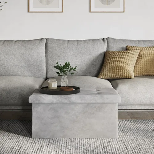 Vista 12 de Lavish Home - Otomana de almacenamiento, reposapiés copetudo, copetudo de terciopelo, copetudo de lino o organizador de almacenamiento con tapa