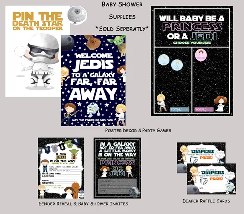 Vista 2 de Silly Goose Gifts What Will Baby Be, Epic Party from A Galaxy Far Far Away Supply Reveal Género Revela Juego de Adivinanzas Juego de Actividades