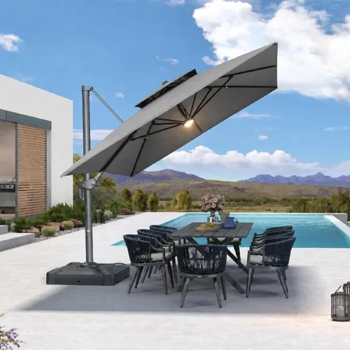Vista 41 de PURPLE LEAF Sombrilla de Patio Voladiza de 10' x 13' para Exteriores con Base de 330 libras, Sombrilla Rectangular Grande Resistente al Viento