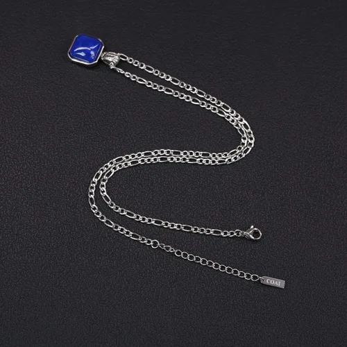 Vista 5 de COAI Collar de cristal cuadrado de cadena Figaro
