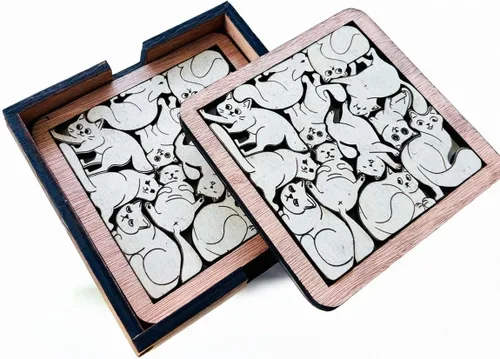 Vista 20 de Posavasos de Rompecabezas de Madera con Perro American Pit Bull Terrier - Regalo Único para Amantes de Perros Pitbull, Posavasos de Rompecabezas