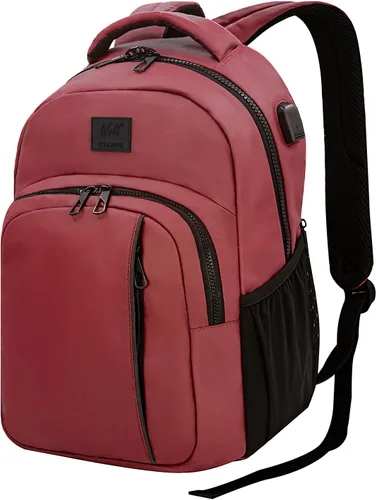 Vista 8 de WOLT Mochila para laptop para hombres y mujeres para portátil de 15.6 pulgadas y 17 pulgadas, mochila de viaje aprobada con compartimento para Negro