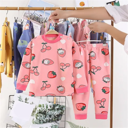 Vista 2 de TBUIALL Conjunto de ropa para niñas y niños pequeños con estampado de dibujos animados para niñas de 0 a 7 años de 3 a 6 meses