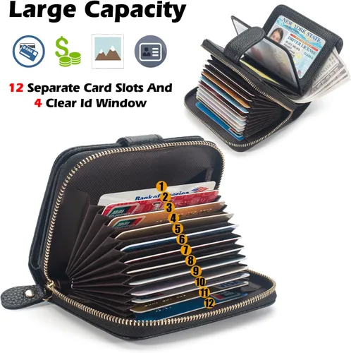 Vista 2 de ERDOGLY Estuche organizador de tarjetas de crédito RFID, Negro -, Minimalista