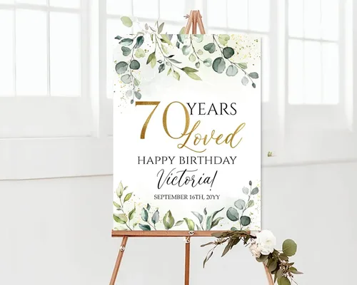 Vista 13 de 90th Birthday Welcome Sign with Photo, 90 Years Loved Poster, Personalized Milestone Celebration Decoration, Elegant Entryway Display, Custom Party