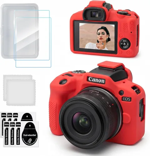 Vista 11 de Funda para cámara Canon EOS R100, funda protectora de silicona suave con protector de pantalla Accesorios para Canon R100, antiarañazos, goma ligera