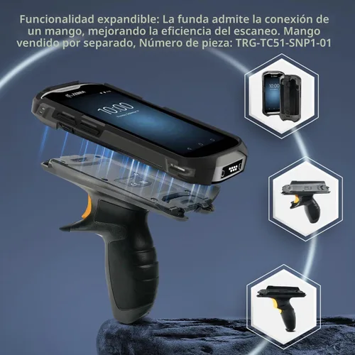 Vista 5 de TC51 TC52 TC56 TC57 TC510K TC57X TC52X TC52X TC5X - Funda protectora y ergonómica para escáneres de código de barras de mano Zebra SG-TC5X-EXO1-01
