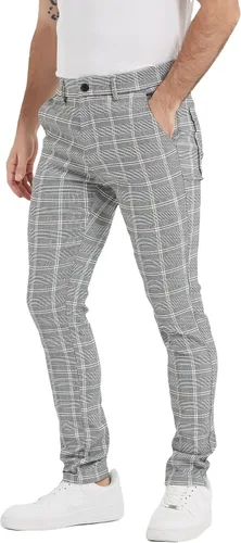 Vista 3 de Plaid&Plain Pantalones a cuadros para hombre, pantalones de vestir ajustados para hombre, pantalones chinos ajustados para hombre