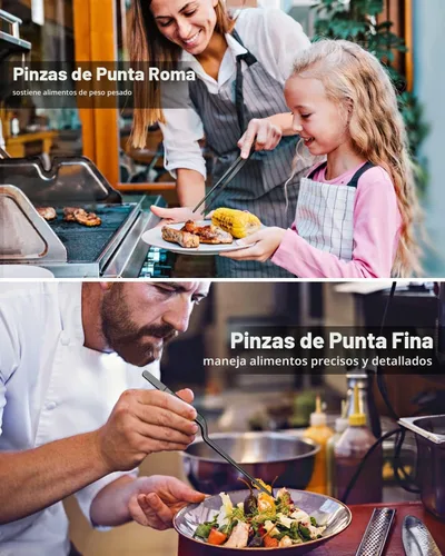 Vista 6 de Juego de pinzas de cocina de 10 pulgadas y pinzas compensadas, puntas dentadas de precisión, pinzas de chef profesional de acero inoxidable