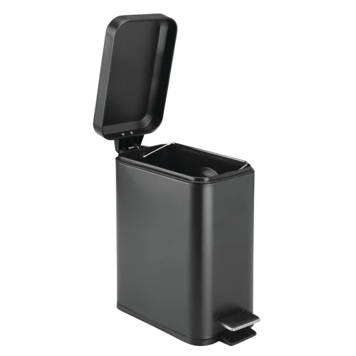 Vista 7 de mDesign - Cubo de basura de 1,3 galones de perfil delgado con escalón de metal, papelera, contenedor de basura, baño, tocador, dormitorio, cocina