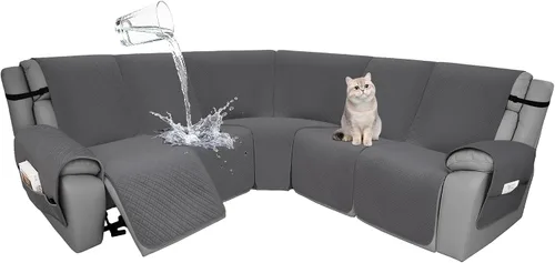 Vista 34 de Fundas de terciopelo 10% impermeables para sofá modular reclinable en forma de L, 1 pieza, fundas acolchadas para sofá reclinable esquinero, juego