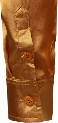 Vista 6 de ZEROYAA Camisas de vestir con botones de satén de seda brillante de lujo para hombre