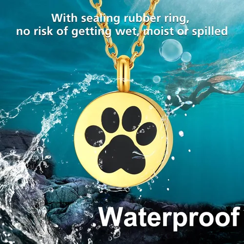 Vista 43 de FindChic Collares personalizados con urna para cenizas, barra vertical, gato, luna, reloj de arena, garra de perro, acero inoxidable, chapado en oro