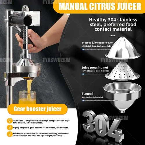 Vista 5 de Heavy Duty Stainless Steel Citrus Juicer Manual Press - Commercial Hand Squeezer Pomegranate juice extractor for Lemon Orange Lime Pomegranate High