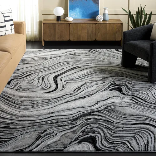 Vista 20 de SAFAVIEH Meadow Collection - Alfombra para pasillo, 2 x 7 pies, azul y gris, diseño abstracto moderno, no desprende pelusa y de fácil cuidado, ideal