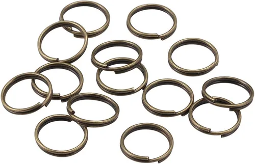 Vista 4 de 100 piezas de anillos de llavero divididos a granel para llaveros y manualidades (bronce 25 mm)