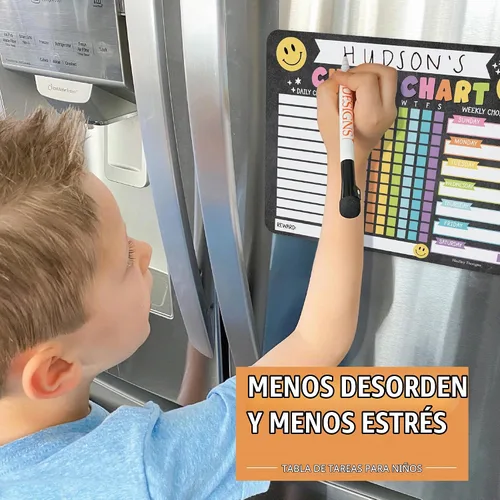 Vista 5 de Tabla magnética de tareas para niños Tabla de recompensas de borrado