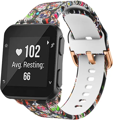 Vista 7 de Correa de reloj compatible con Garmin Forerunner 35, correa de repuesto de silicona con patrón de moda para hombre y mujer