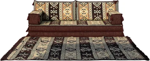 Vista 6 de arabicsofa Sofá de dos plazas marrón - Sofá oriental bajo con funda lavable - Juego modular árabe Majlis
