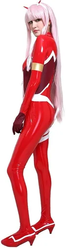 Vista 4 de Cosplay.fm Traje de batalla de anime para mujer, disfraz de piel sintética roja