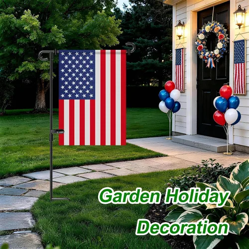 Vista 2 de HOOSUN Soporte para Bandera de Jardín, Soporte de Hierro Forjado para Bandera de Patio, Soporte Perfecto para Banderas de Jardín de 12.5x18