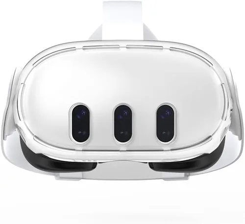 Vista 4 de Rokeblau VR Accessories for Meta Quest 3, Acrylic Crystal Material Hard Shell Cover for Quest 3 Headset, Breathable Front Protective VR