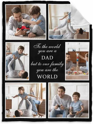 Vista 53 de InterestPrint Manta personalizada para papá de parte de hija e hijo, manta de cama personalizada con el texto "Best Dad Ever" con Love You Daddy, 7