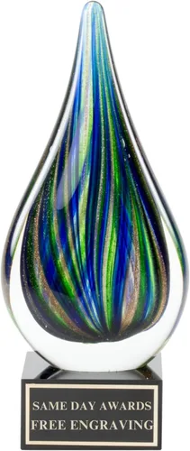 Vista 22 de Premio de Vidrio Artístico Soplado a Mano – Premio Elegante con Grabado Personalizado para Corporativo, Deportes, Jubilación, Reconocimiento