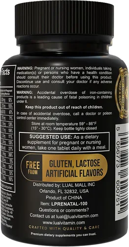Vista 3 de LUAL Vitaminas prenatales para mujeres con hierro • Multivitamínico