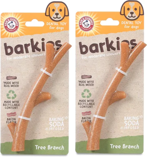 Vista 14 de Arm & Hammer Barkies - Colección clásica de madera comprimida de hueso, juguete masticable con sabor a mantequilla de maní de 5 pulgadas