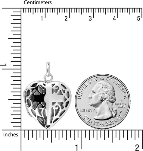 Vista 5 de WithLoveSilver - Colgante de plata de ley 925 con forma de corazón y filigrana, Plata esterlina